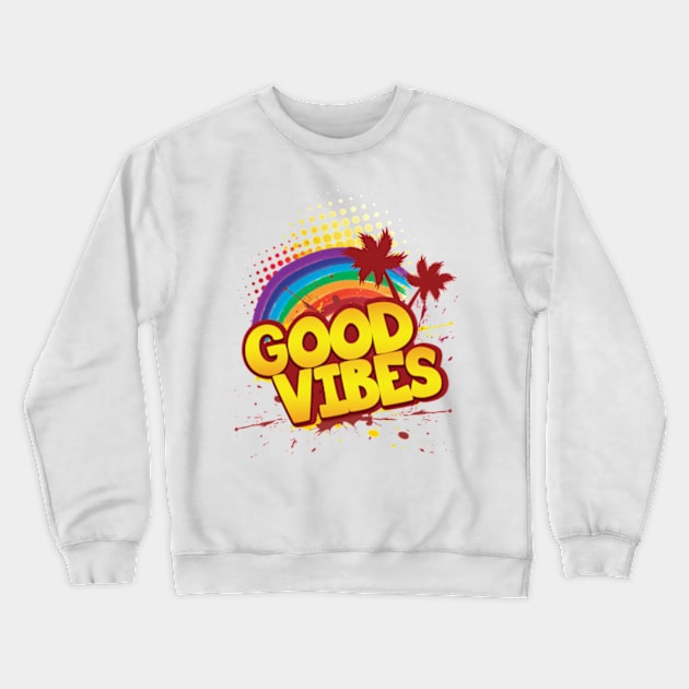 'Rainbow Good Vibes 70s Retro' Awesome 70s Vintage Crewneck Sweatshirt by ourwackyhome